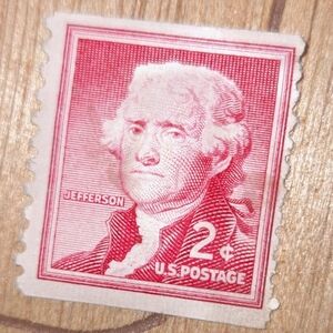 Vintage Jefferson 2¢ U.S. Postage Stamp - Red